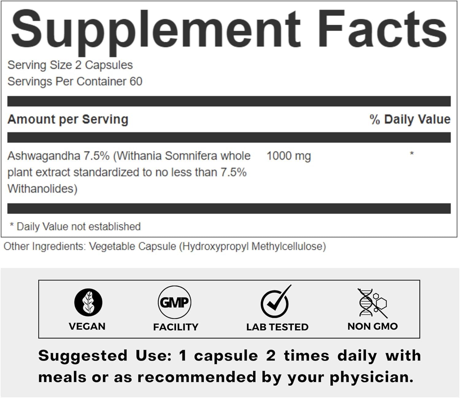 500mg Full Spectrum Ashwagandha Root Extract Capsules - Stress Relief & Energy Support Supplement - Natural Mood Booster - 120 Count