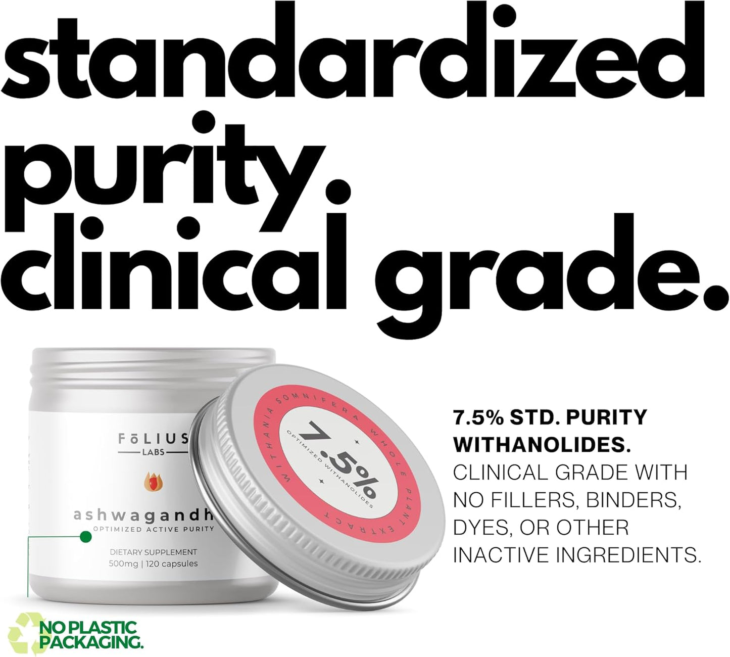 500mg Full Spectrum Ashwagandha Root Extract Capsules - Stress Relief & Energy Support Supplement - Natural Mood Booster - 120 Count