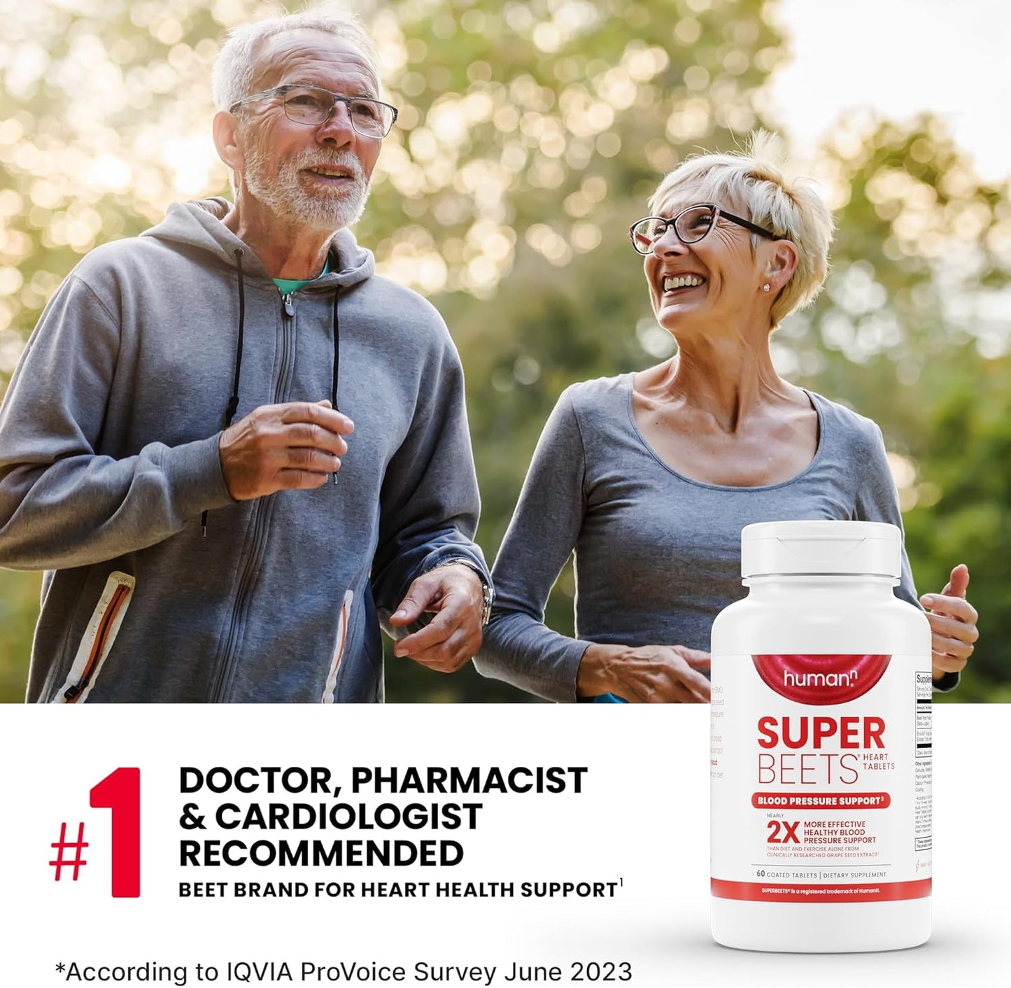 500mg humanN SuperBeets Heart Tablets - Clinically Studied Antioxidants, 60 Count - Non-GMO Powder - Smooth Coat Formula