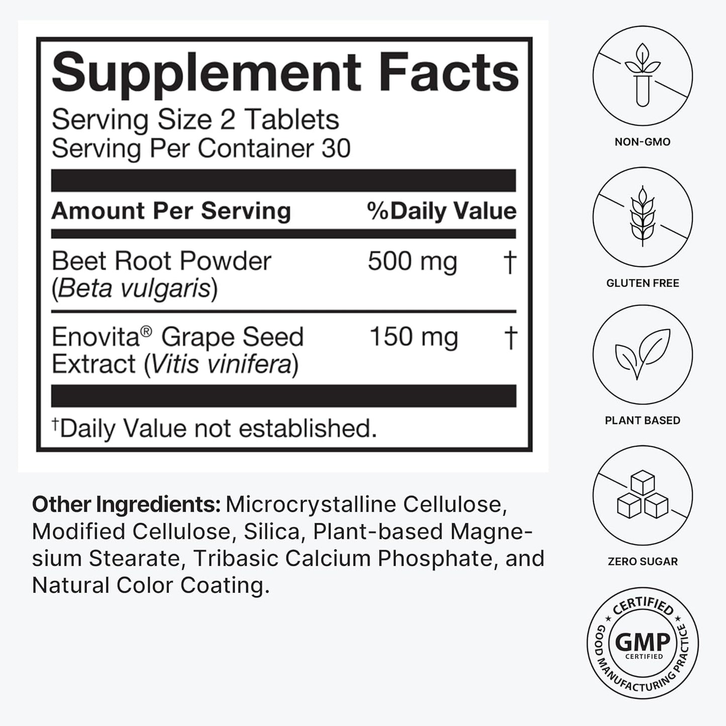 500mg humanN SuperBeets Heart Tablets - Clinically Studied Antioxidants, 60 Count - Non-GMO Powder - Smooth Coat Formula