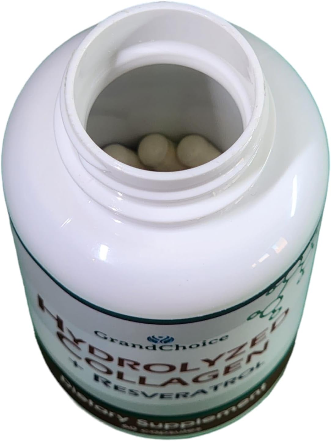 500mg Hydrolyzed Collagen + Resveratrol Capsules - 60 Count - Premium Quality Formula for Skin and Joint Health