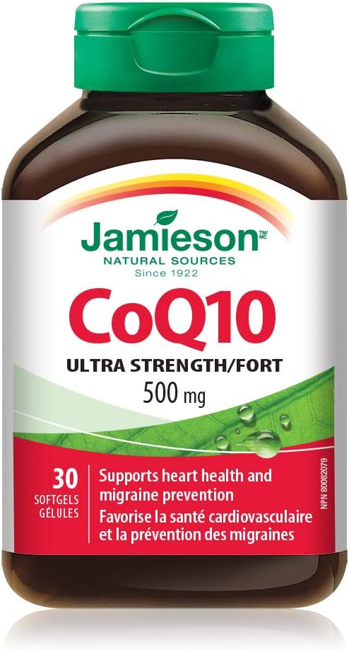 500mg Jamieson CoQ10 Softgels - 30 Capsules for Heart Health and Energy Support