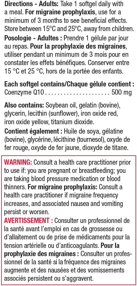 500mg Jamieson CoQ10 Softgels - 30 Capsules for Heart Health and Energy Support