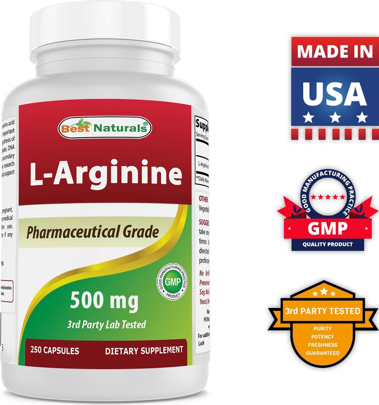 500mg L-Arginine & 1500mg L-Citrulline Supplement for Enhanced Performance and Energy Boost