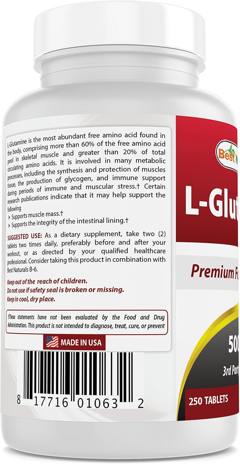500mg L-Glutamine Tablets - 500 Count (Pack of 2) - Top Natural Supplement