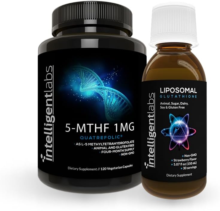 500MG Liposomal Glutathione & 1MG 5-MTHF Methylfolate Bundle for Antioxidant & Methylation Support