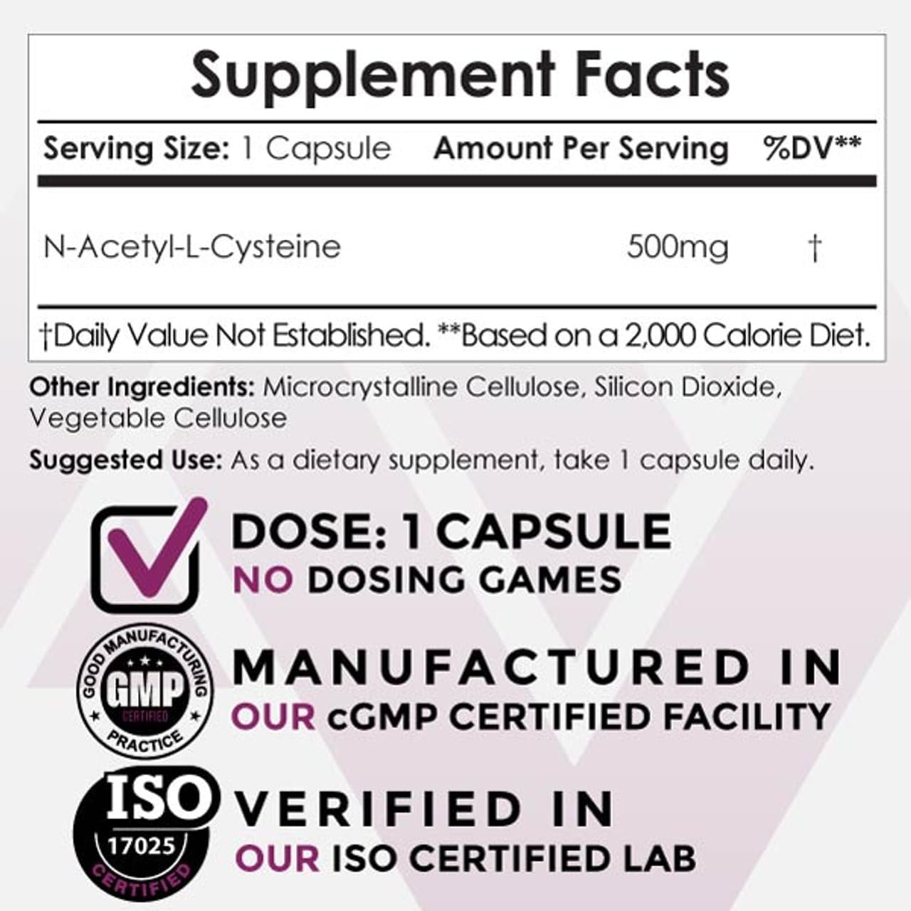 500mg N-Acetyl L-Cysteine Capsules - 60 Count, Supports Liver & Cellular Health, Boosts Glutathione & Oxidation Levels by Nootropics Depot
