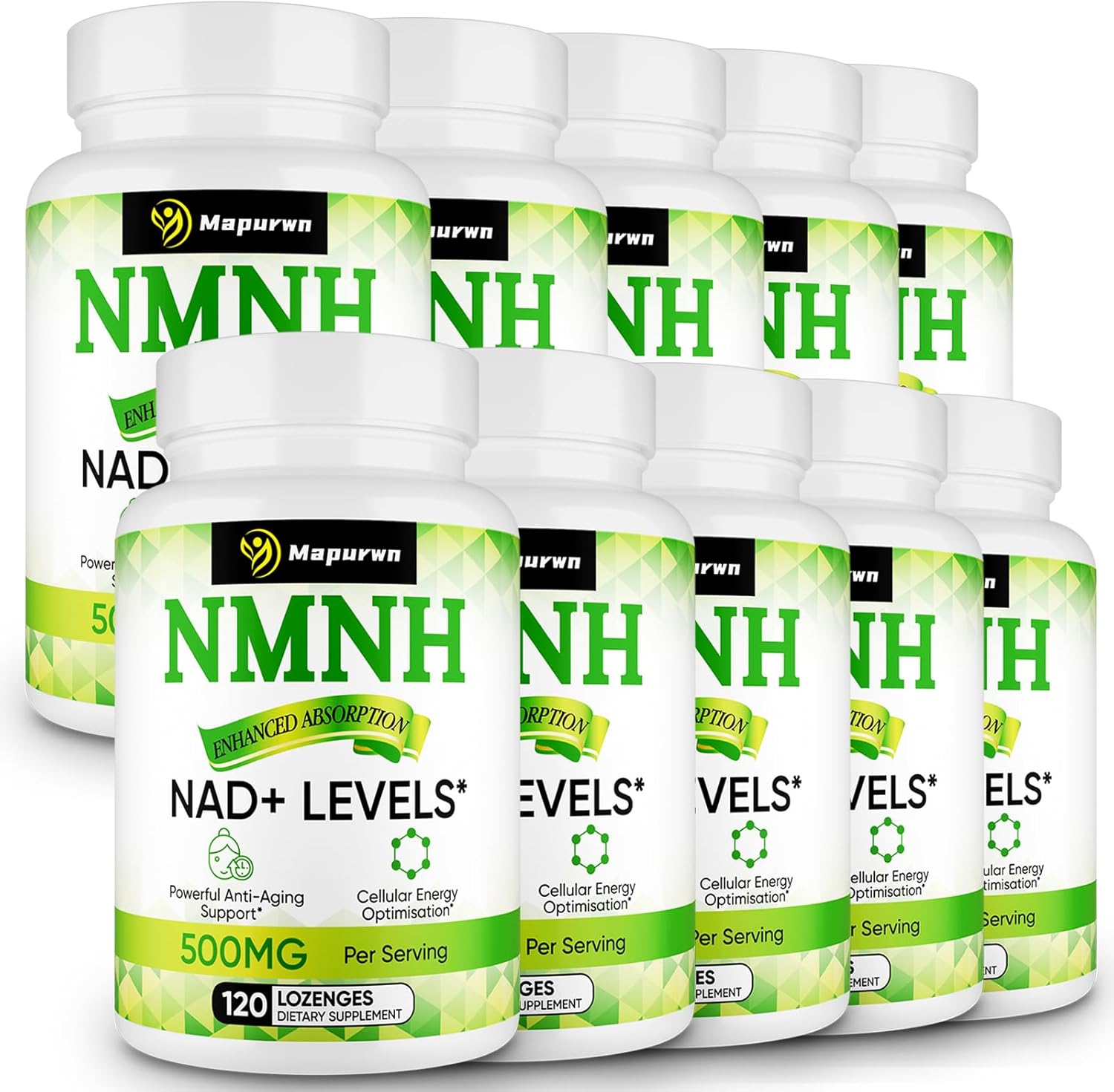 500mg NAD Supplement for Anti Aging & Energy Boost - Non-GMO, Gluten-Free 10 Pack of Dihydronicotinamide Mononucleotide for NAD+ Levels
