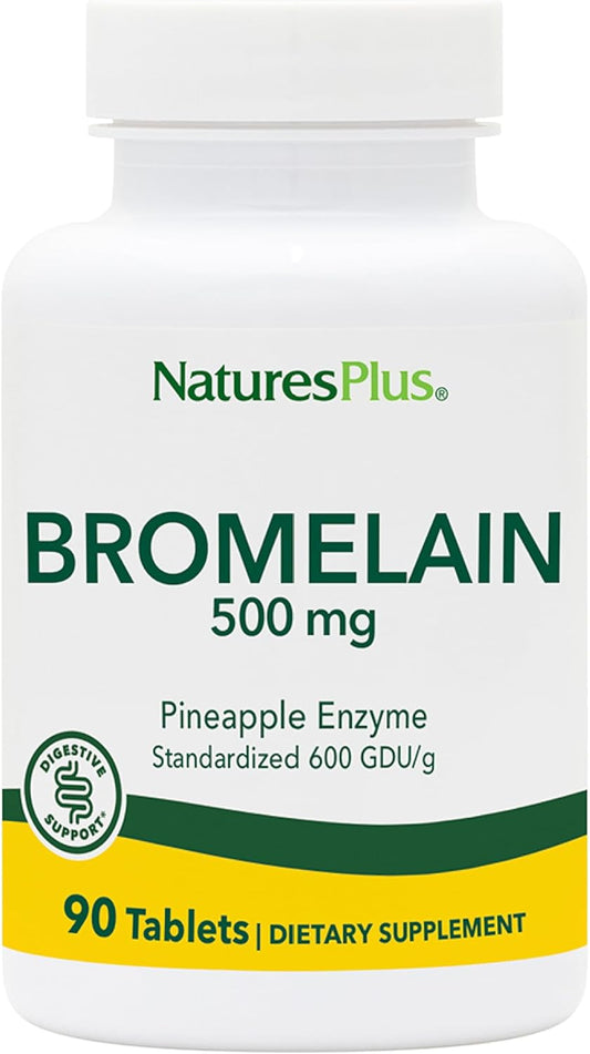 500mg Natures Plus Bromelain Vegetarian Tablets - 90 Servings - Gluten-Free Enzyme Supplement