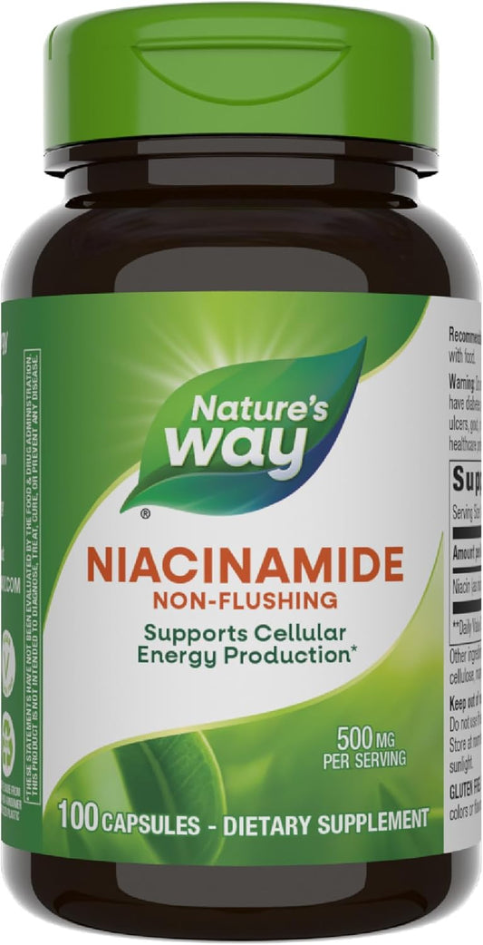 500mg Nature's Way Niacinamide Capsules for Cellular Energy Support