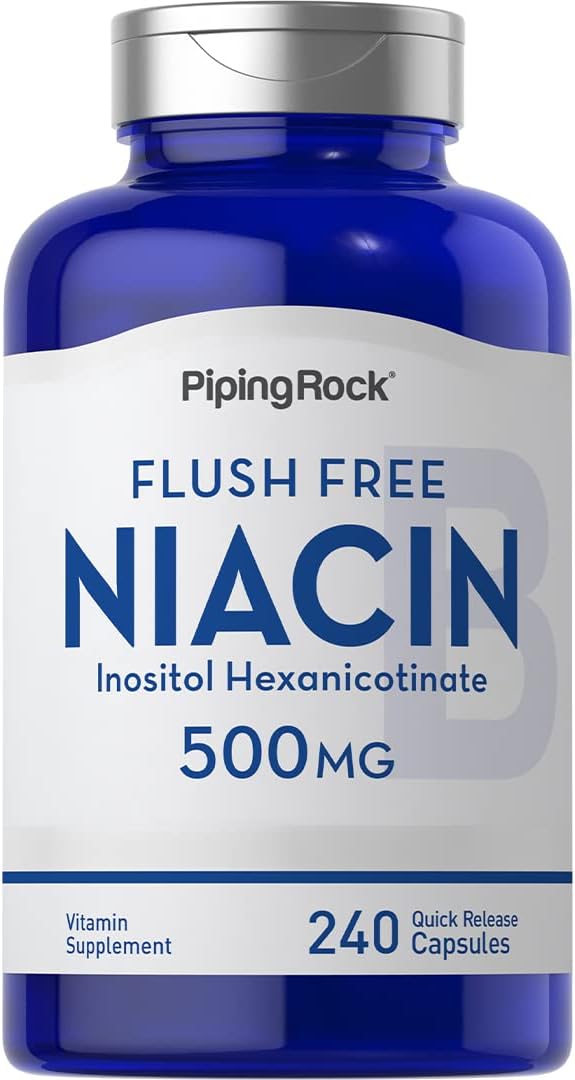 500mg Niacin Capsules | Flush-Free Formula | 240 Count | Vitamin B3 Supplement | Non-GMO & Gluten-Free