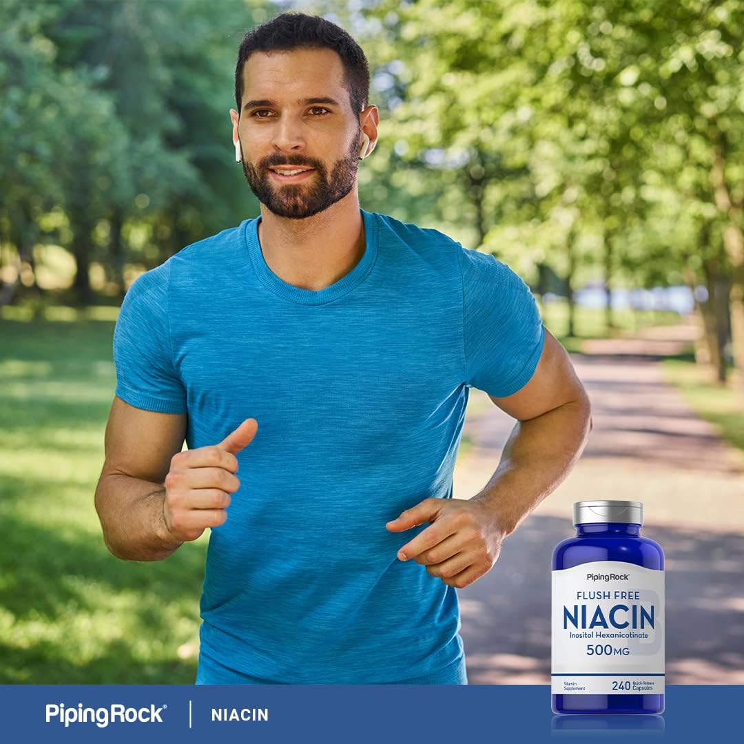 500mg Niacin Capsules | Flush-Free Formula | 240 Count | Vitamin B3 Supplement | Non-GMO & Gluten-Free