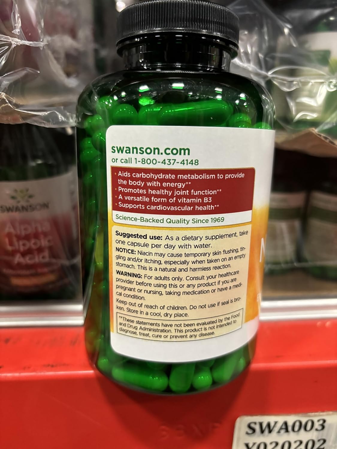 500mg Niacinamide Capsules for Carbohydrate Metabolism & Joint Health - 250 Count