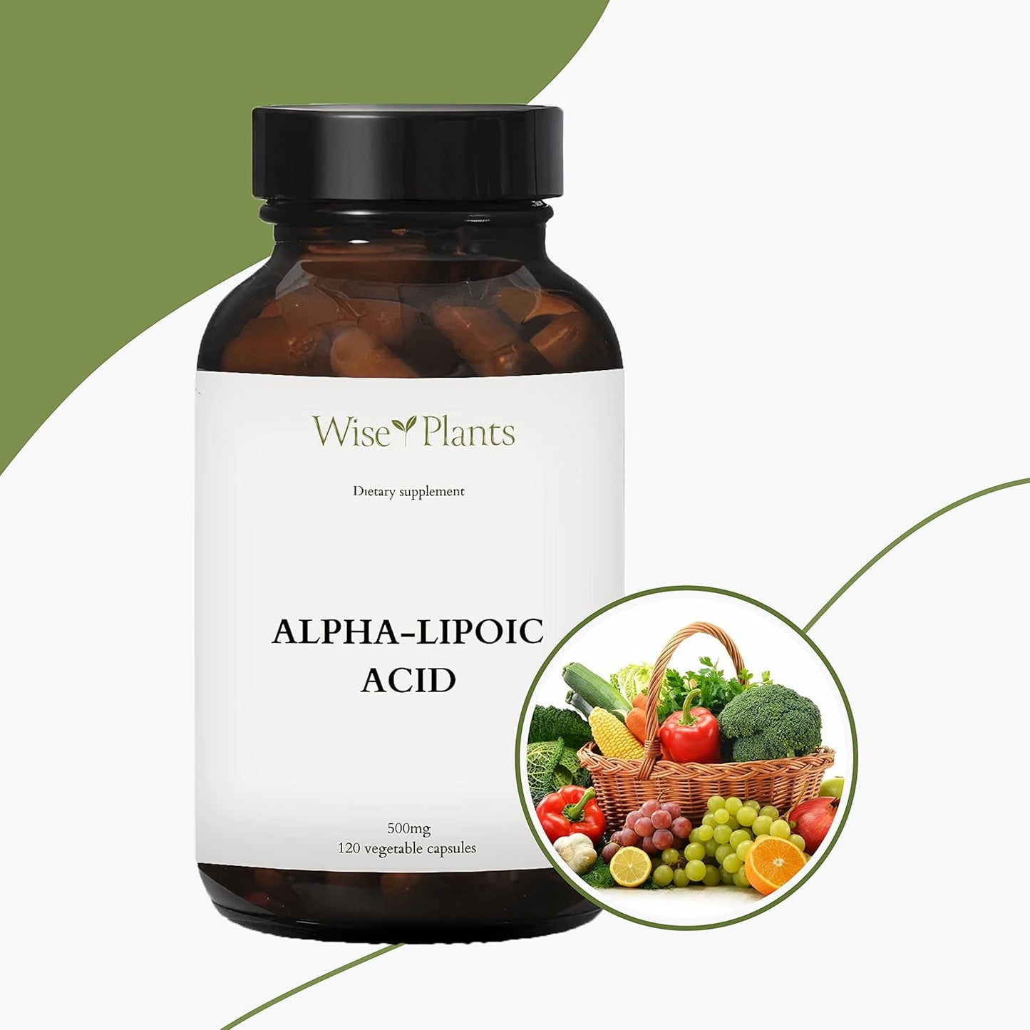 500mg Non-GMO Alpha-Lipoic Acid Supplement for Energy & Mitochondria Support - 120 Servings (4 Months Supply) by Wise Plants