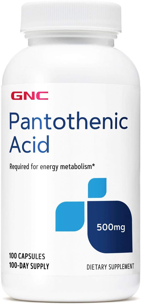 500mg Pantothenic Acid Capsules by GNC - 100 Count, Boosts Energy Metabolism
