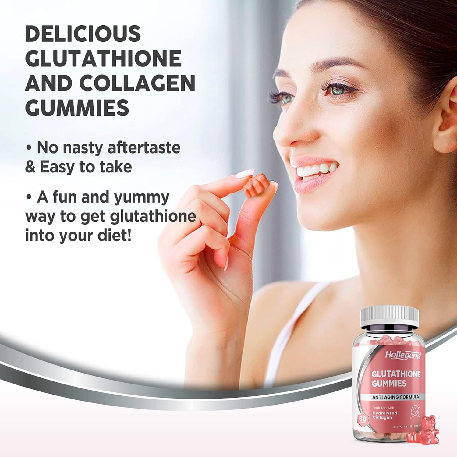 500mg Reduced Glutathione Gummies with Collagen for Skin Care, Liver Support, Antioxidant, Immune System - 60 Count