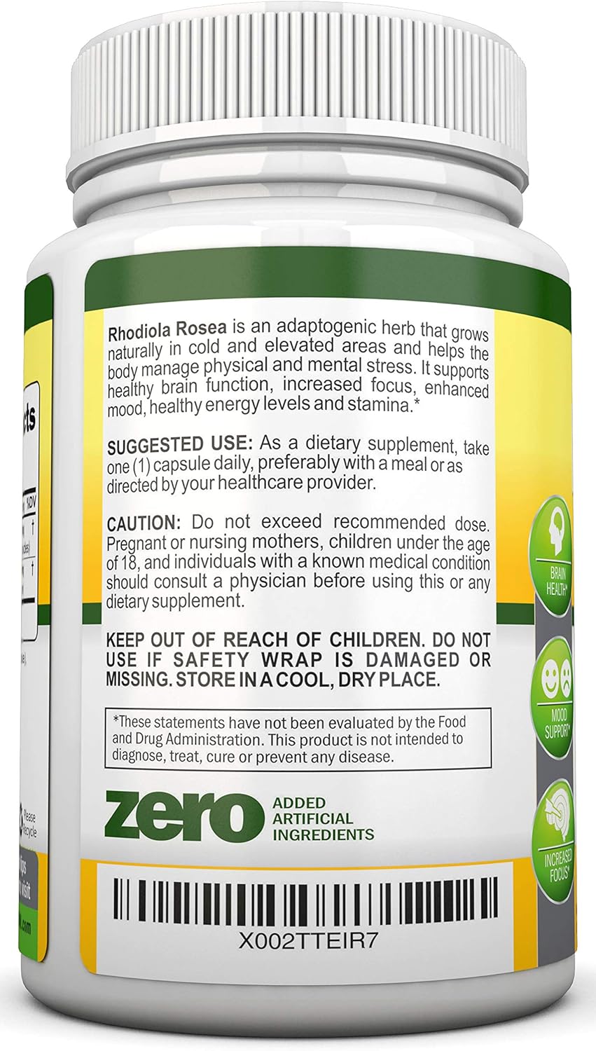 500mg Rhodiola Rosea Supplement - 180 Vegan Capsules - 3% Rosavin 1% Salidroside Extract - Non-GMO - Enhanced Absorption with Black Pepper - Energy & Stamina Support - 6 Month Supply - BoostGo Australia