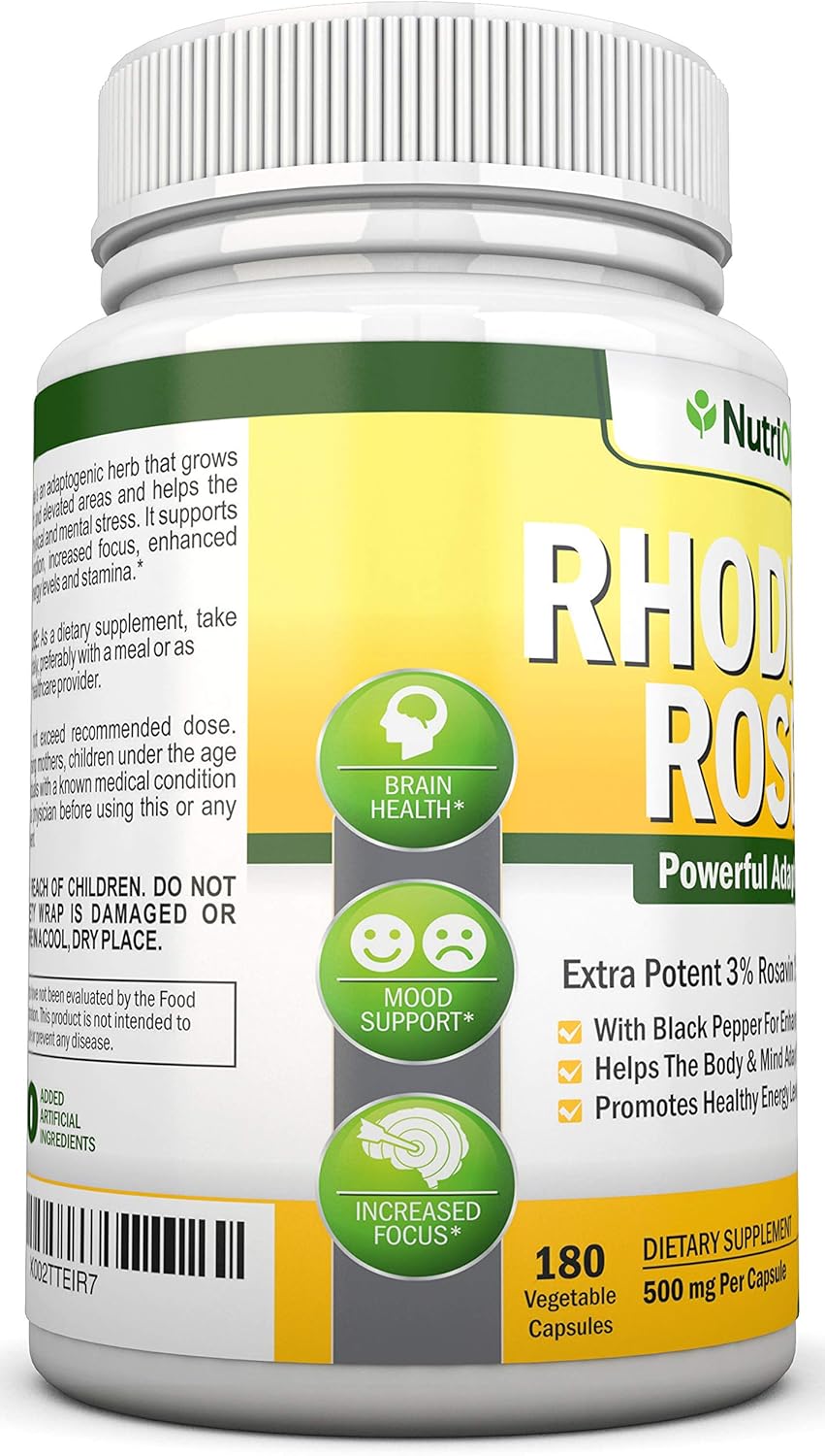 500mg Rhodiola Rosea Supplement - 180 Vegan Capsules - 3% Rosavin 1% Salidroside Extract - Non-GMO - Enhanced Absorption with Black Pepper - Energy & Stamina Support - 6 Month Supply - BoostGo Australia