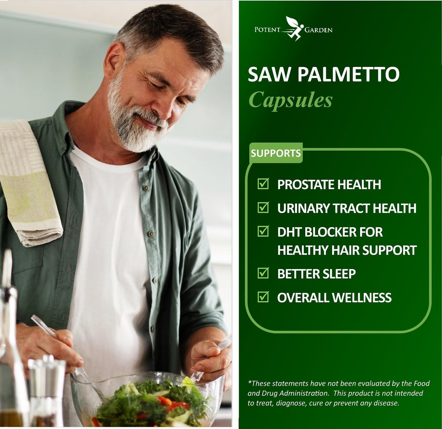 500mg Saw Palmetto Capsules for Men - Promotes Healthy Urination & Prostate Function - Non-GMO Supplement - 100 Capsules
