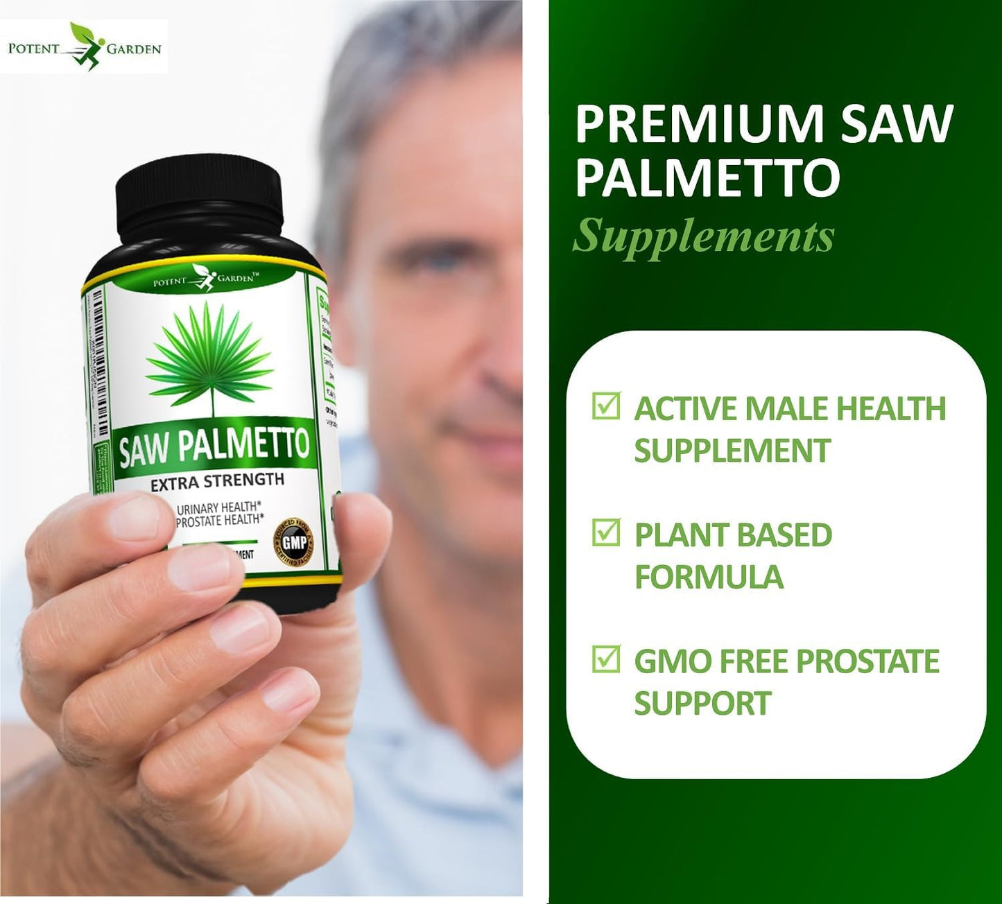 500mg Saw Palmetto Capsules for Men - Promotes Healthy Urination & Prostate Function - Non-GMO Supplement - 100 Capsules