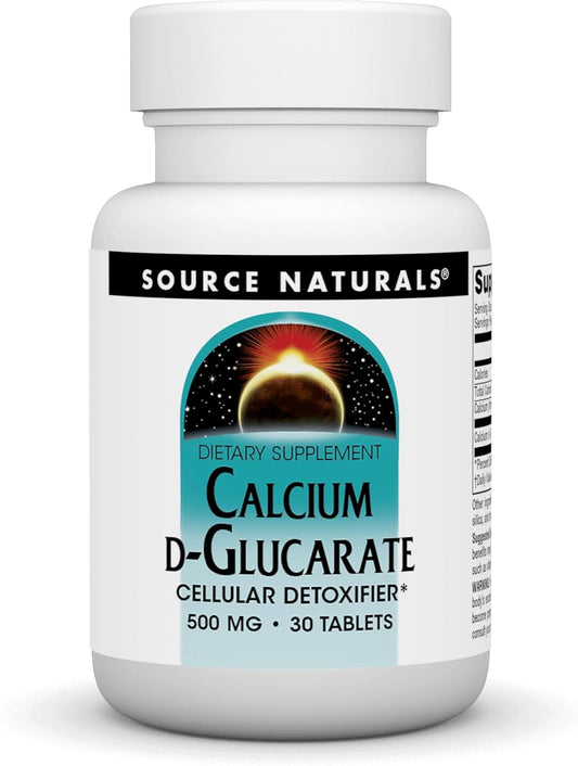 500mg Source Naturals Calcium D-Glucarate Tablets for Cellular Detox - 60 Count