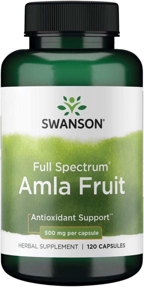 500mg Swanson Full Spectrum Amla Fruit (Indian Gooseberry) Capsules - Ayurvedic Energy & Antioxidant Support - 120 Count