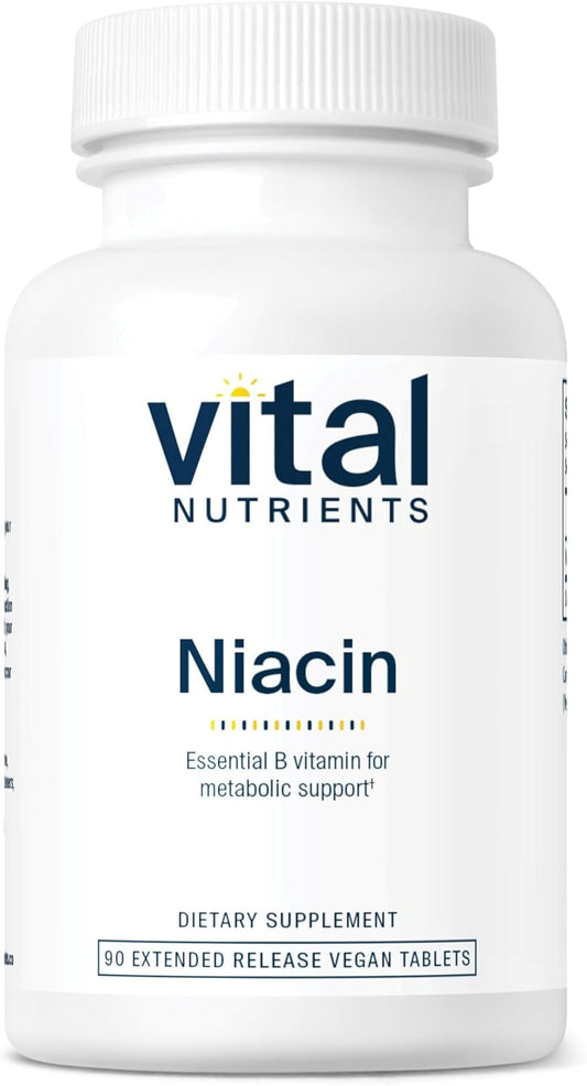 500mg Timed-Release Niacin Supplement for Heart Health | Vitamin B3 for Metabolism Support | Gluten, Dairy, Soy Free | Non-GMO | 90 Tablets