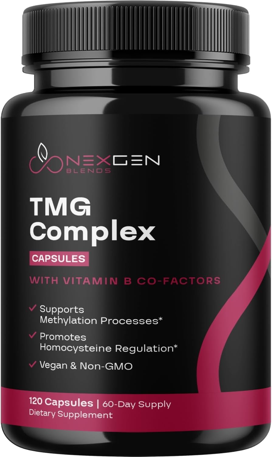 500mg TMG Betaine Supplement with Methyl B Complex for Heart & Liver Support - Vegan & Non-GMO - 2 Month Supply