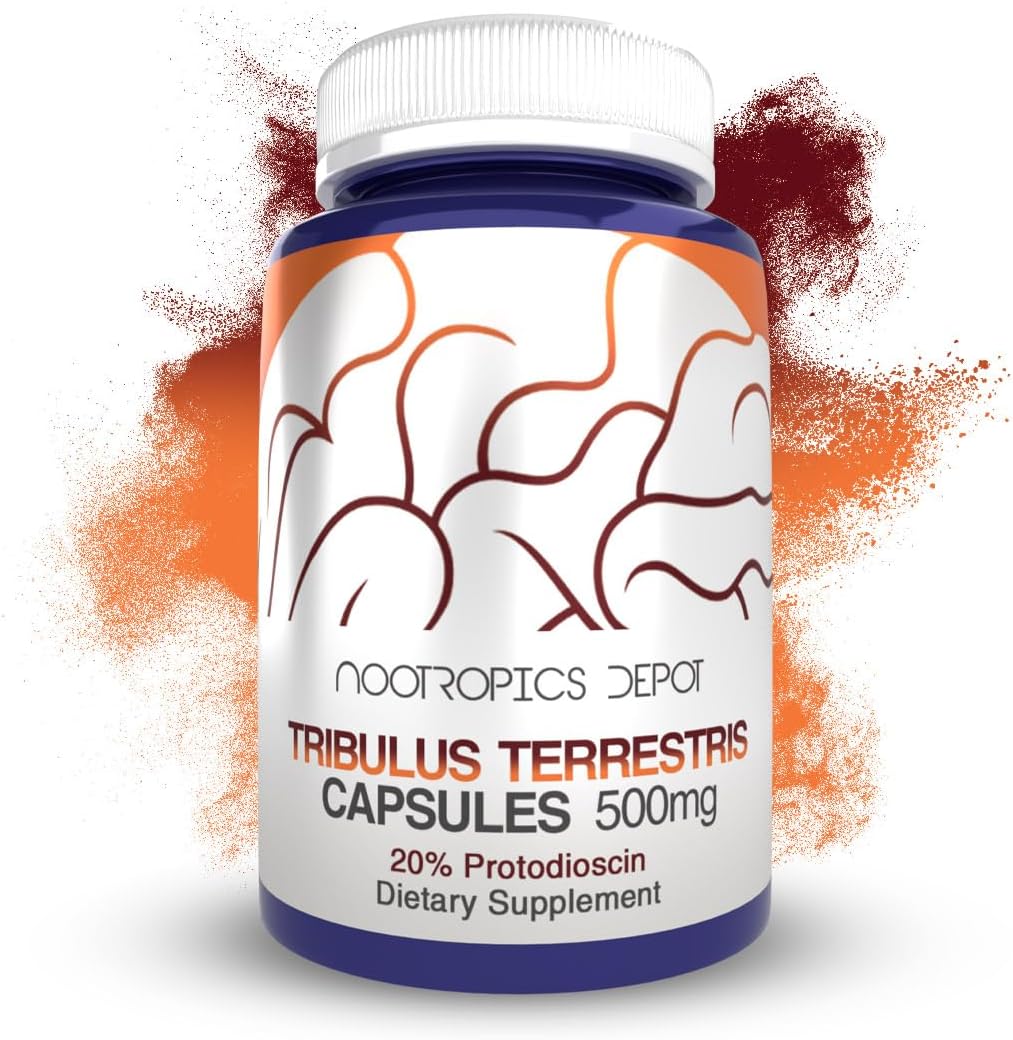 500mg Tribulus Extract Capsules | 20% Protodioscin | Tribulus Terrestris | Enhance Fitness, Mood, & Vitality | 60 Count