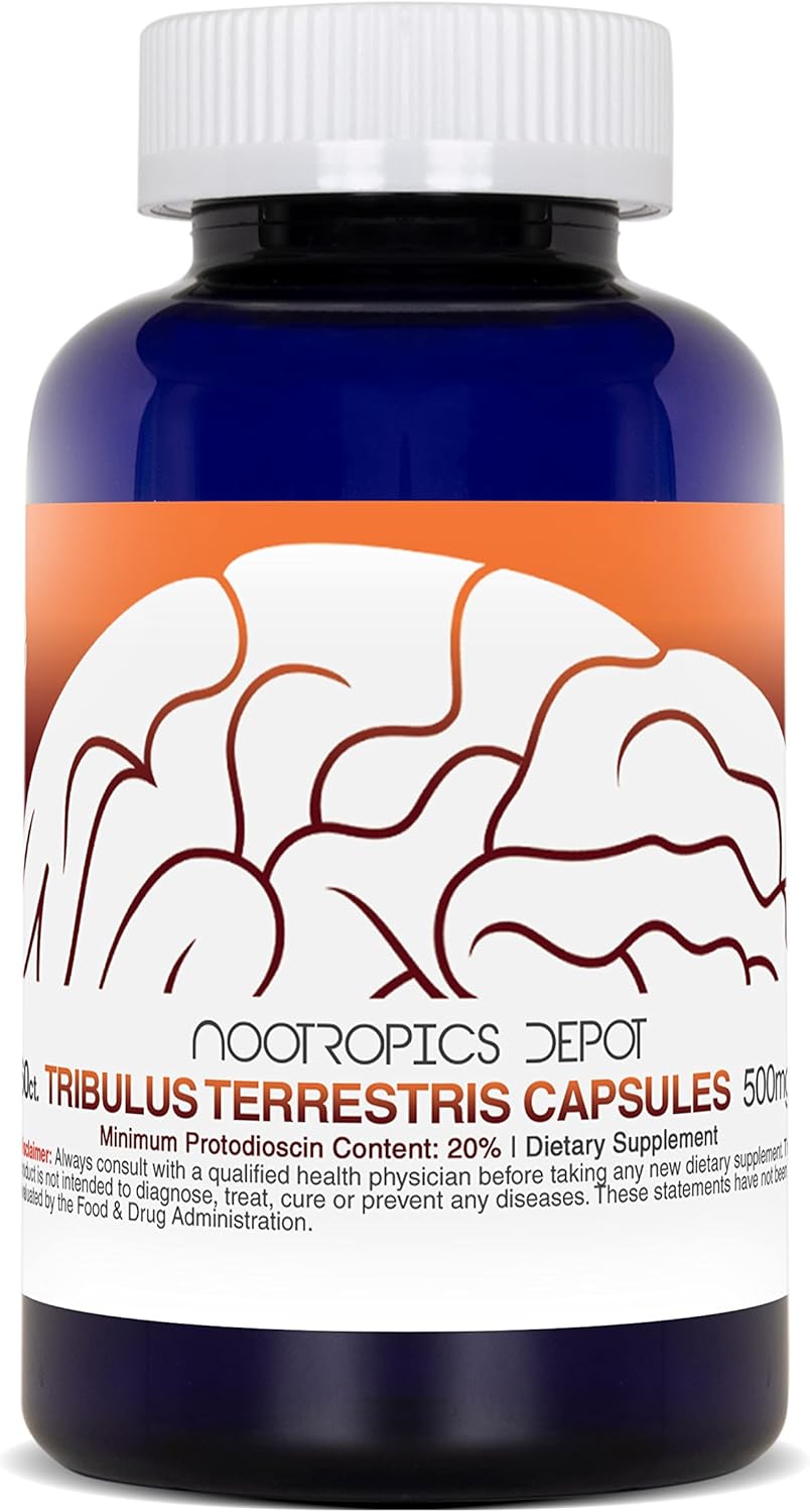 500mg Tribulus Extract Capsules | 20% Protodioscin | Tribulus Terrestris | Enhance Fitness, Mood, & Vitality | 60 Count