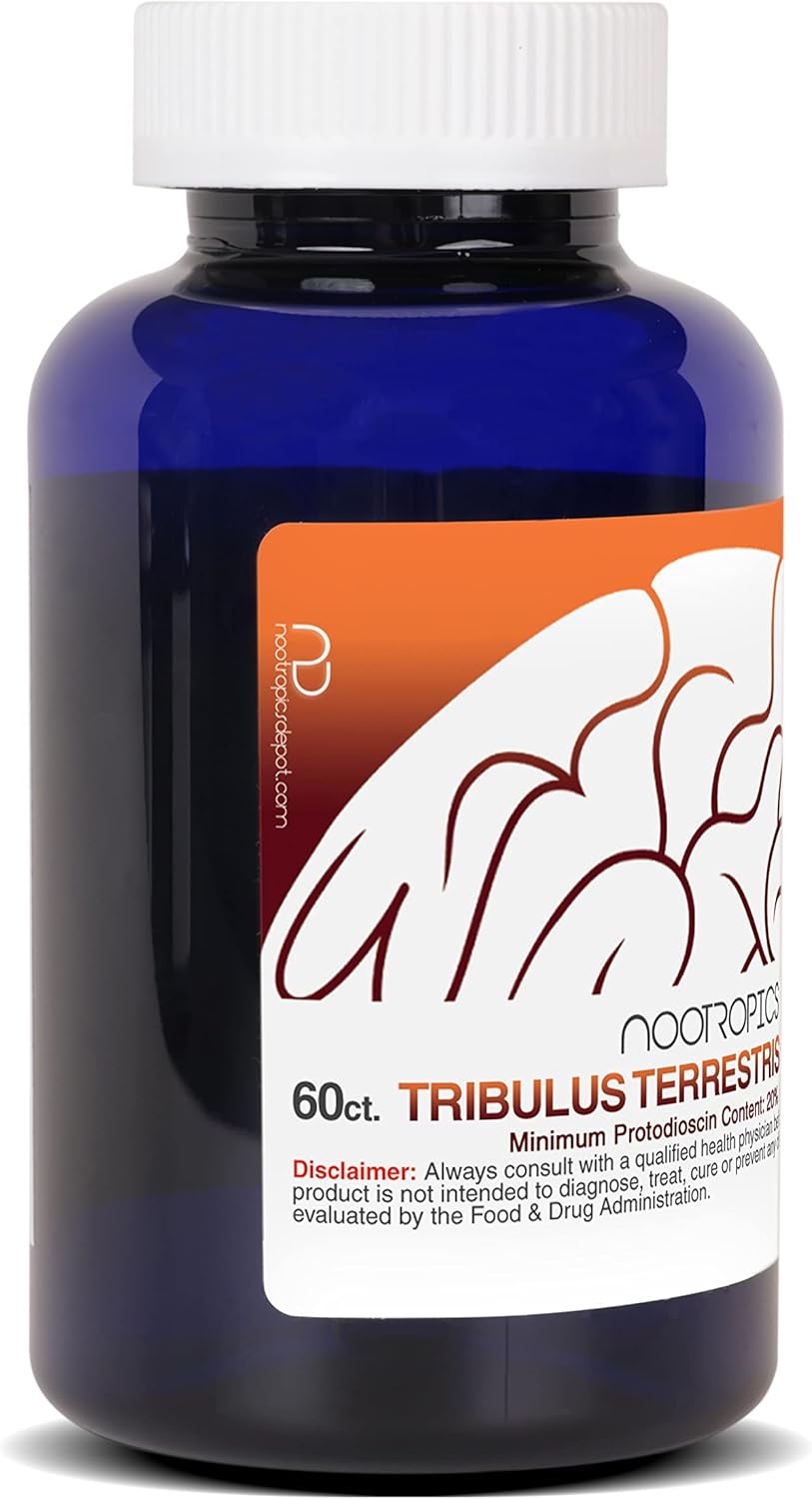 500mg Tribulus Extract Capsules | 20% Protodioscin | Tribulus Terrestris | Enhance Fitness, Mood, & Vitality | 60 Count