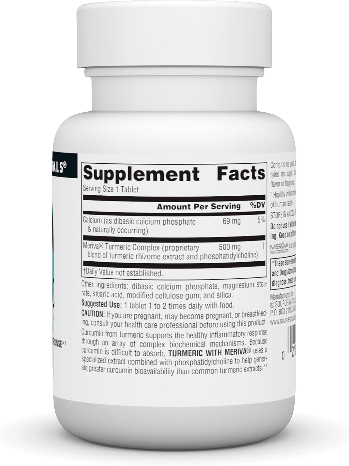 500mg Turmeric with Meriva Tablets for Inflammation Support - 30 Count