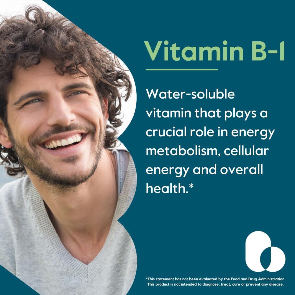 500mg Vitamin B-1 (Thiamin) Supplement - 120 Vegetarian Capsules - Vegan, Non-GMO, Gluten Free - No Additives