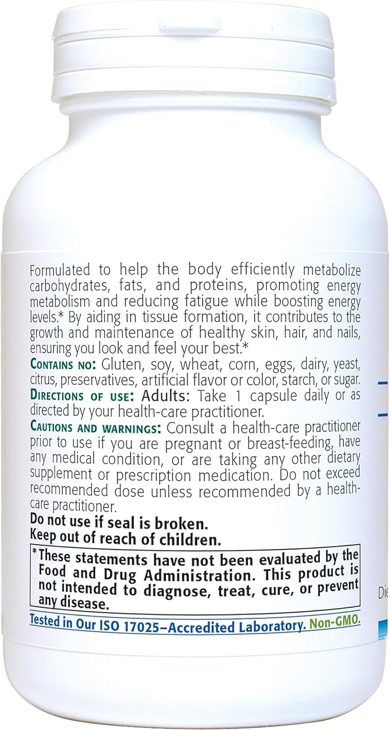 500mg Vitamin B5 with Calcium | Pantothenic Acid Supplement (100 Capsules) by NEW ROOTS HERBAL