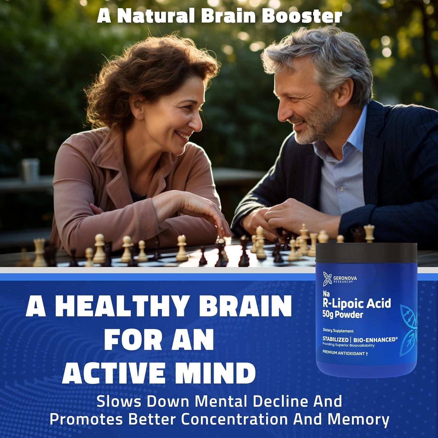 50g Geronova Research Bio-Enhanced Stabilized R Alpha Lipoic Acid Powder - 4 Month Supply for Nerve Support - Easy Mixing & Enhanced Absorption Supplement