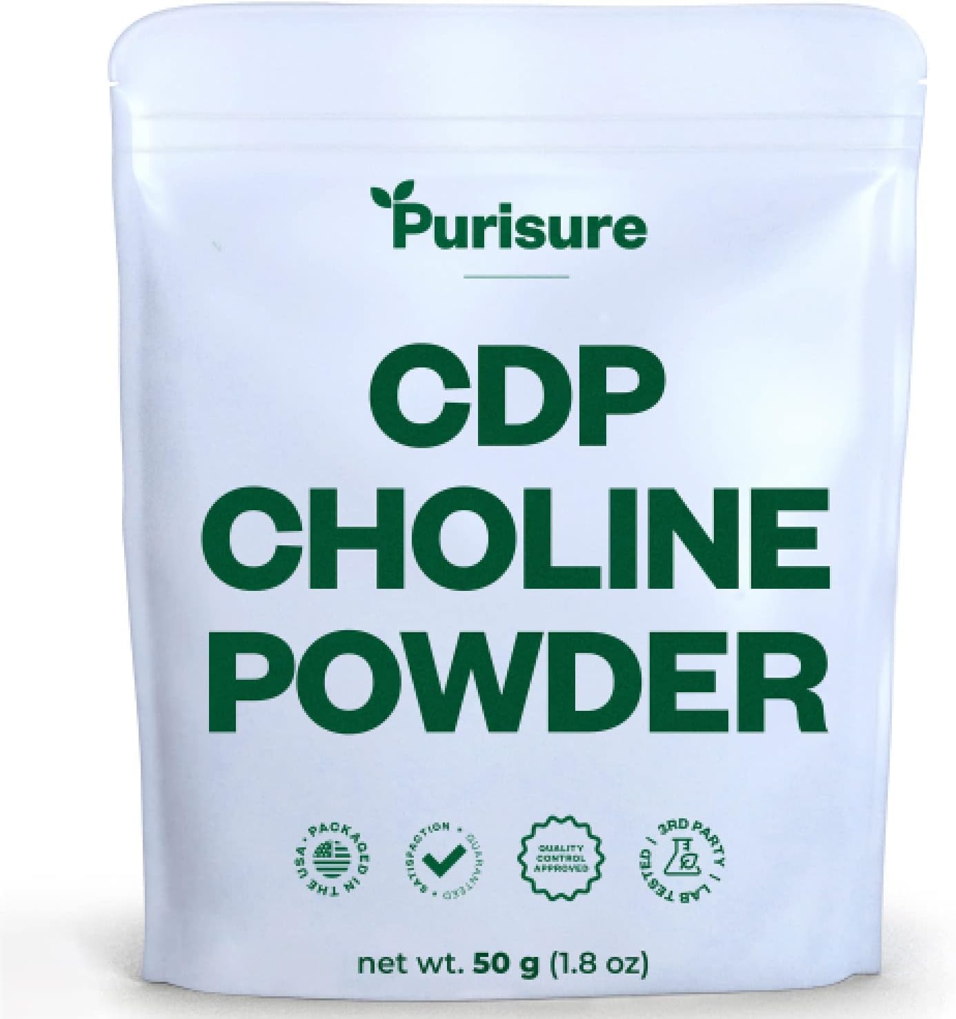 50g Purisure CDP Choline Powder: Citicoline Supplement for Focus, Energy, and Cognitive Function - 200 Servings