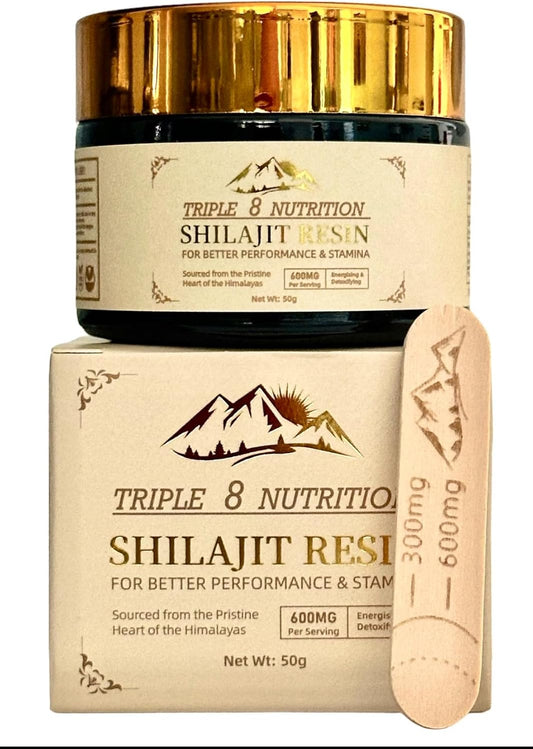 50g Triple 8 Nutrition Shilajit Resin: Pure Wild Himalayan Organic Fulvic Acid & Trace Minerals - Potent for Men & Women - Third Party Lab Tested
