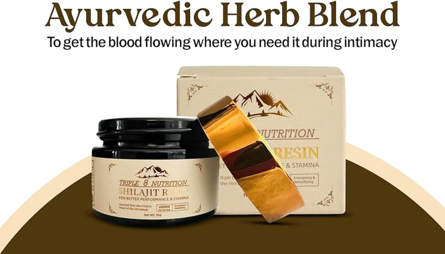 50g Triple 8 Nutrition Shilajit Resin: Pure Wild Himalayan Organic Fulvic Acid & Trace Minerals - Potent for Men & Women - Third Party Lab Tested