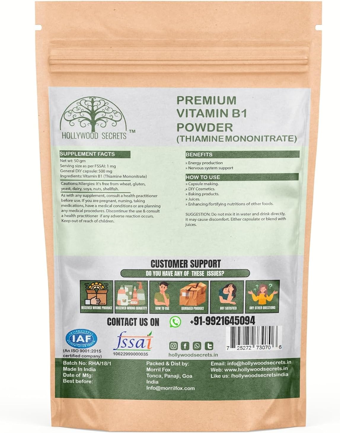 50gm Riboflavin Powder Supplement for Energy and Immune Support