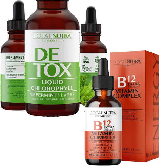 50mg Liquid Chlorophyll Drops with Extra Strength Vitamin B Complex for Total Nutra Support