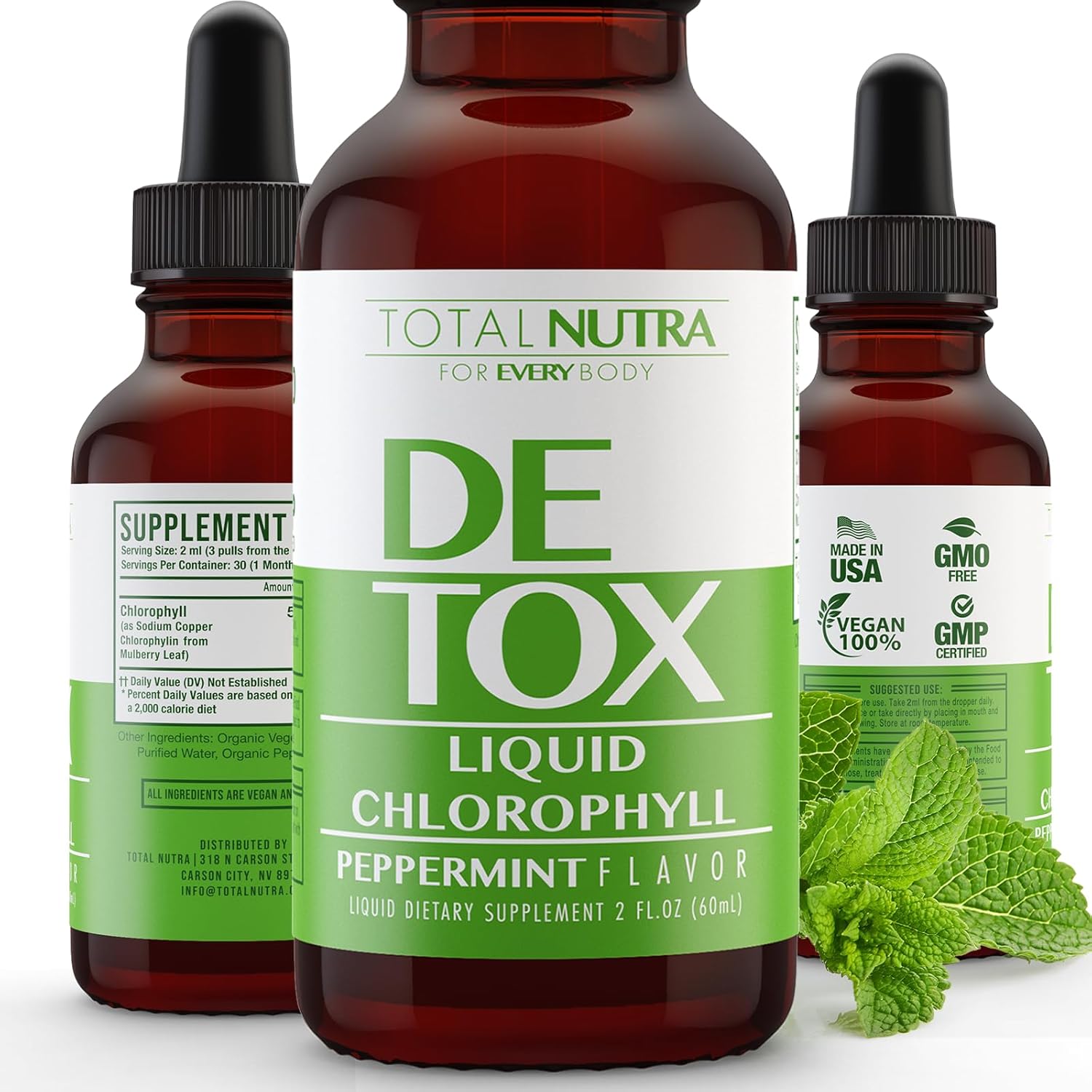 50mg Liquid Chlorophyll Drops with Extra Strength Vitamin B Complex for Total Nutra Support