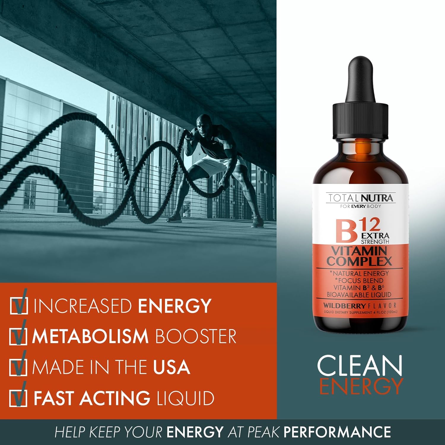 50mg Liquid Chlorophyll Drops with Extra Strength Vitamin B Complex for Total Nutra Support