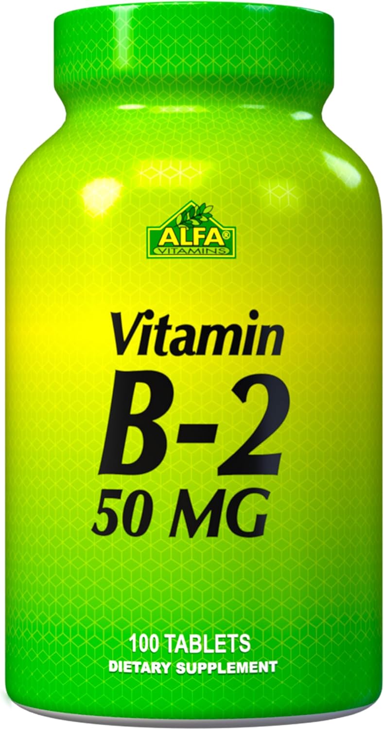 50mg Vitamin B2 (Riboflavin) Tablets - Gluten Free, Non-GMO - ALFA VITAMINS