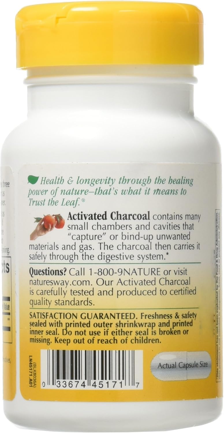 560mg Activated Charcoal in 100 Capsules by Nature's Way | Natural Detox and Digestive Support