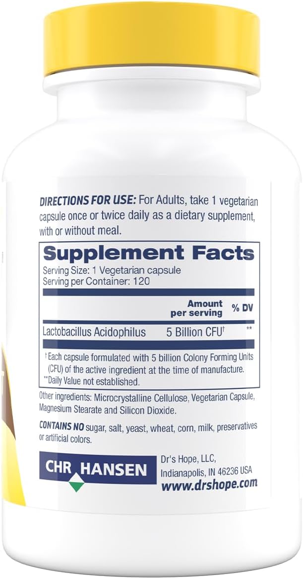 5B CFU Lactobacillus Acidophilus Probiotic Capsules - Supports Digestive & Immune Health - 120 Veggie Capsules, USA Made