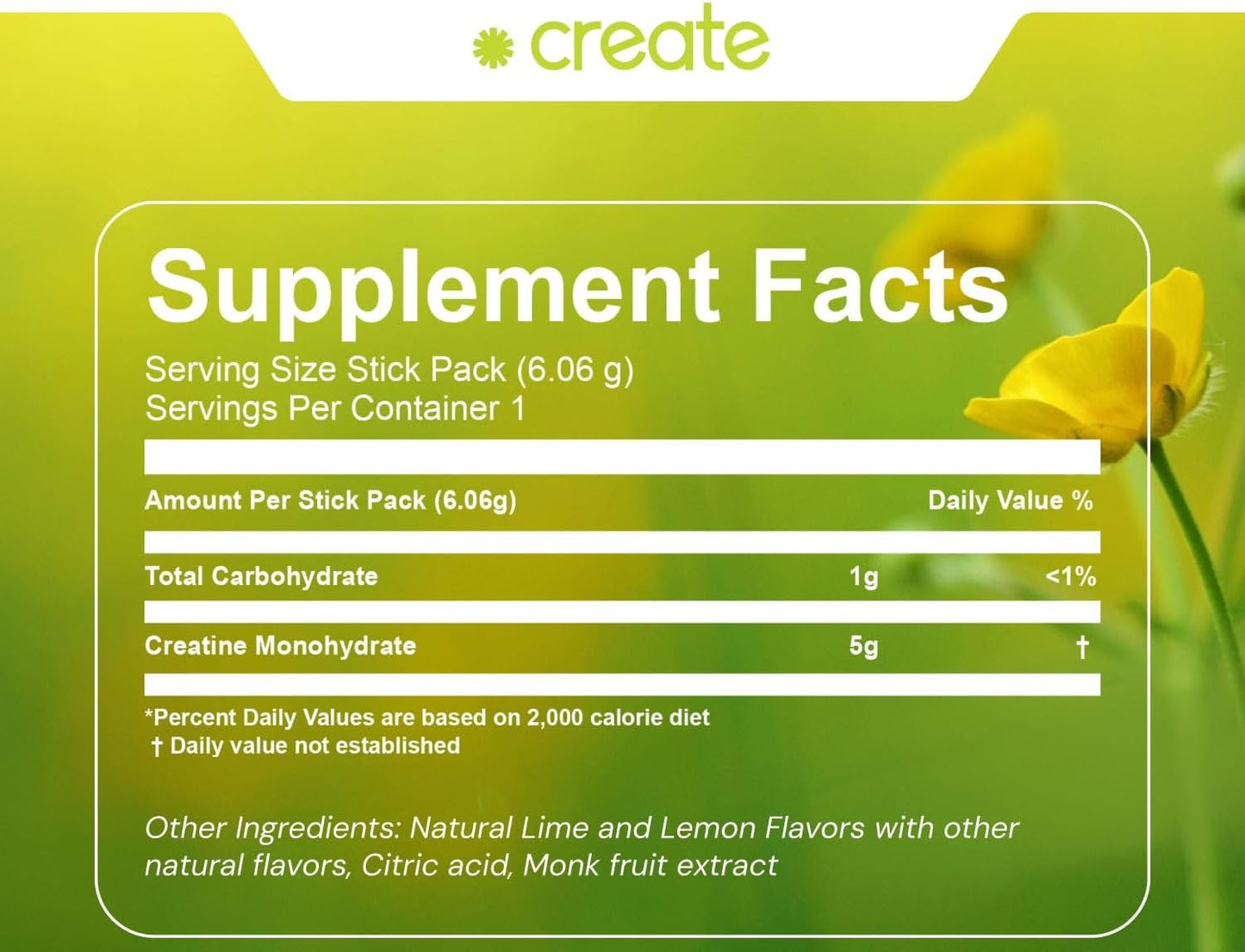 5g Creapure Creatine Monohydrate Powder Packets - Boost Strength, Energy & Recovery - Sugar-Free, Vegan, Non-GMO - Lemon/Lime - 30 Servings