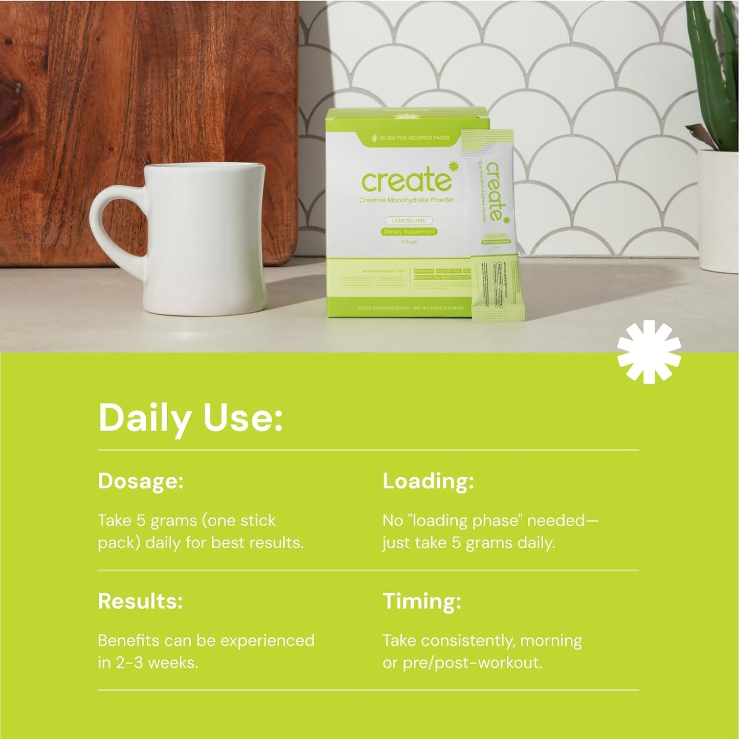 5g Creapure Creatine Monohydrate Powder Packets - Boost Strength, Energy & Recovery - Sugar-Free, Vegan, Non-GMO - Lemon/Lime - 30 Servings