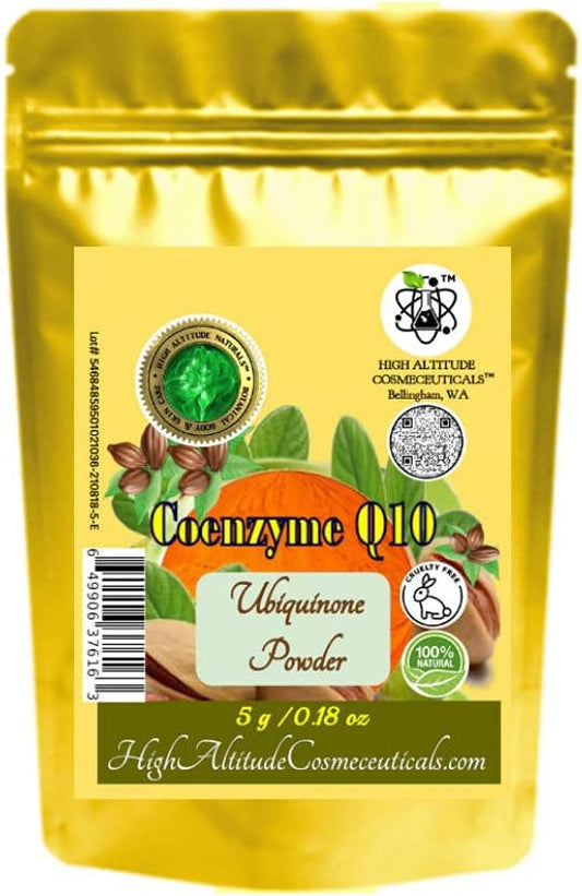 5g High Altitude Naturals Coenzyme Q10 Powder for DIY Skin Care - Firming, Antioxidant, Tightens Sagging Skin, Improves Stretch Marks