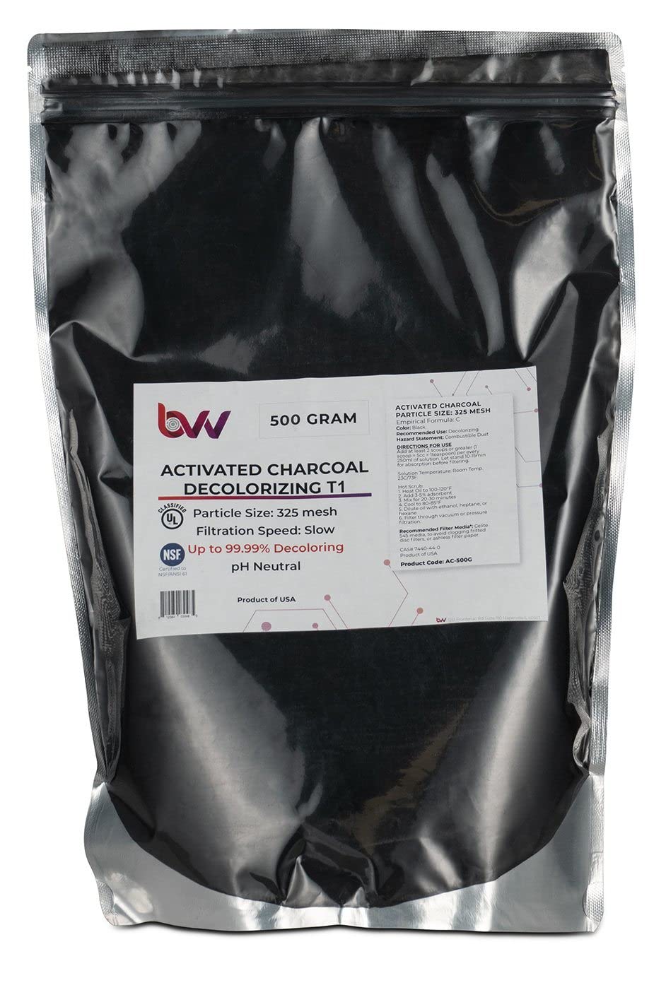 5Kg BVV Activated Hardwood Charcoal for Decolorizing - T1 Grade