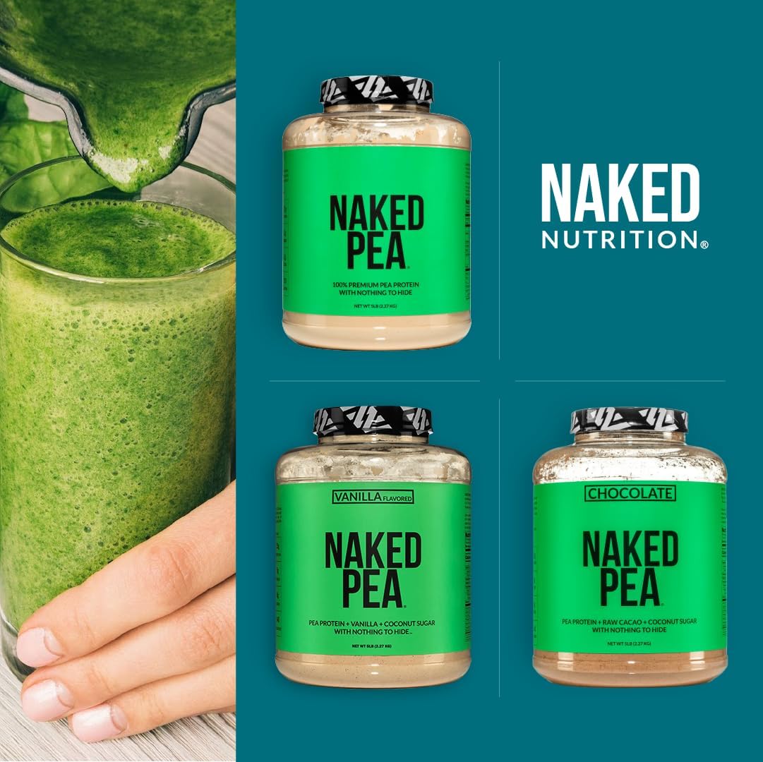 5lb Bulk Chocolate Naked Pea Protein Isolate - Plant Based, Vegan, Non-GMO, Gluten Free, Easy to Digest